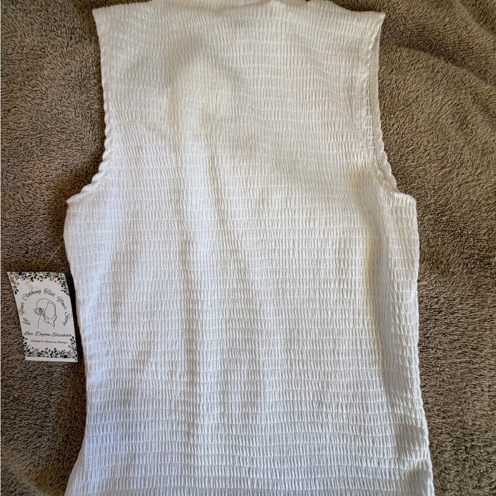 White Sleeveless Textured Top